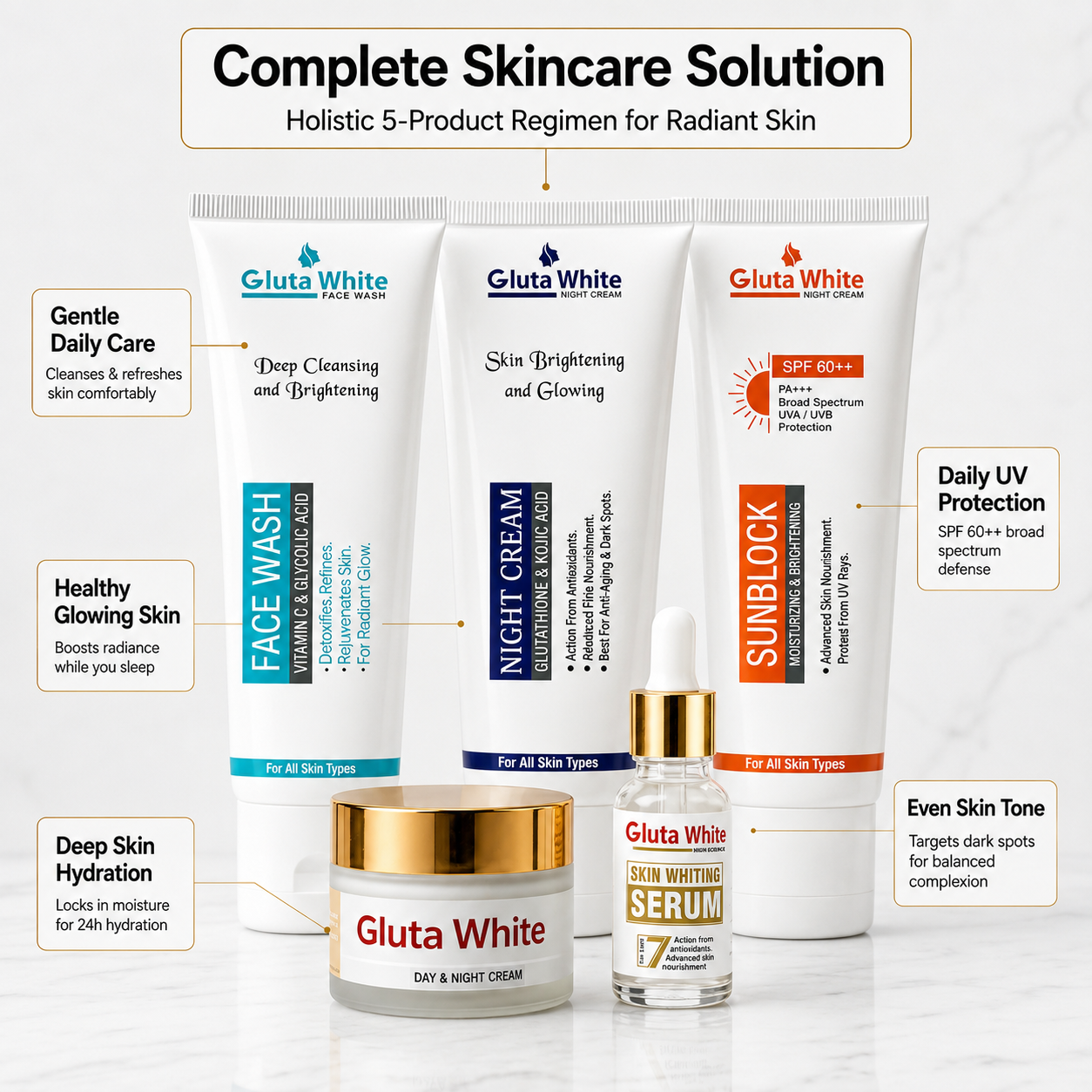 5 in 1 Skincare Bundle-Gluta White