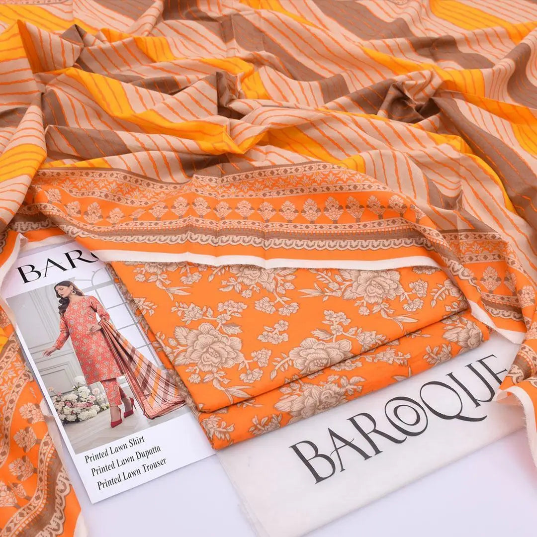 3 Pcs Women's Unstitched Digital Print Suit