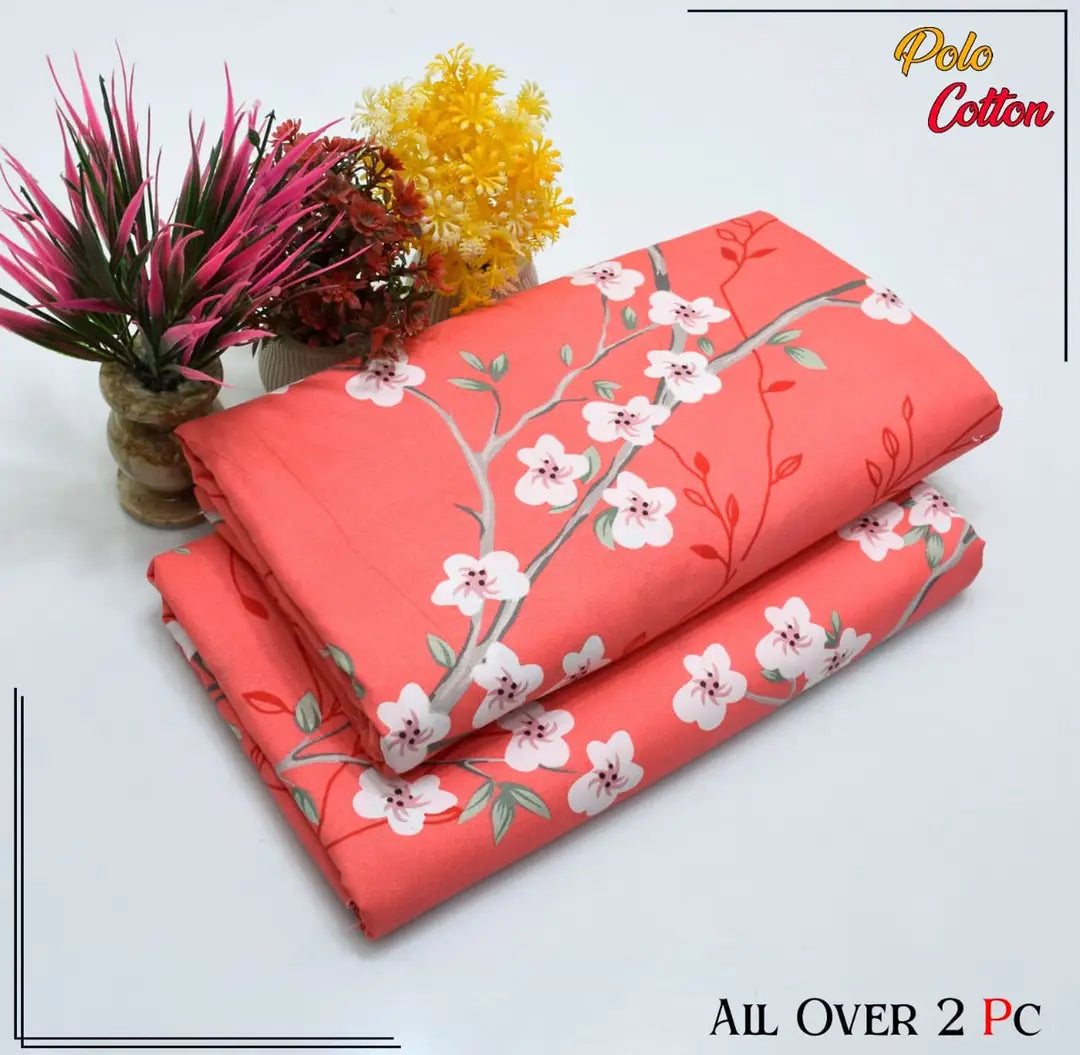 2 Pcs Women's Unstitched 3-D Block Printed Suit