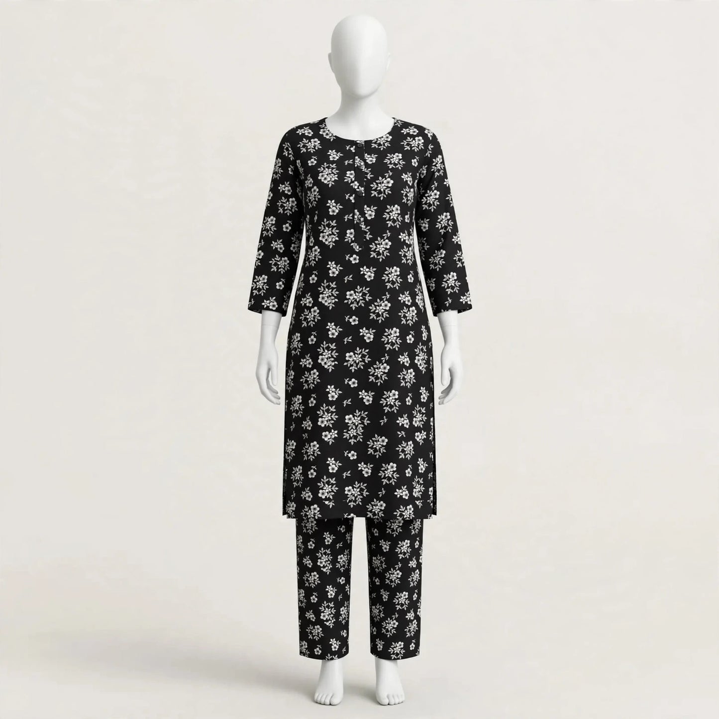 2 Pcs Women's Unstitched 3-D Block Printed Suit