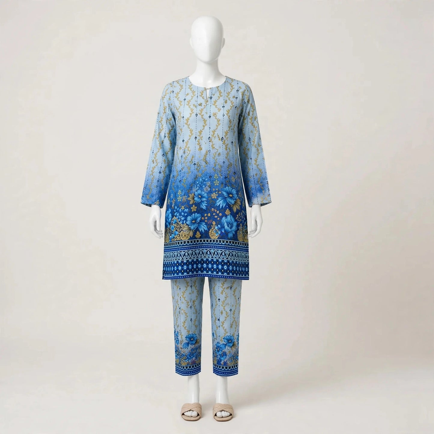 2 Pcs Women's Unstitched Printed Suit