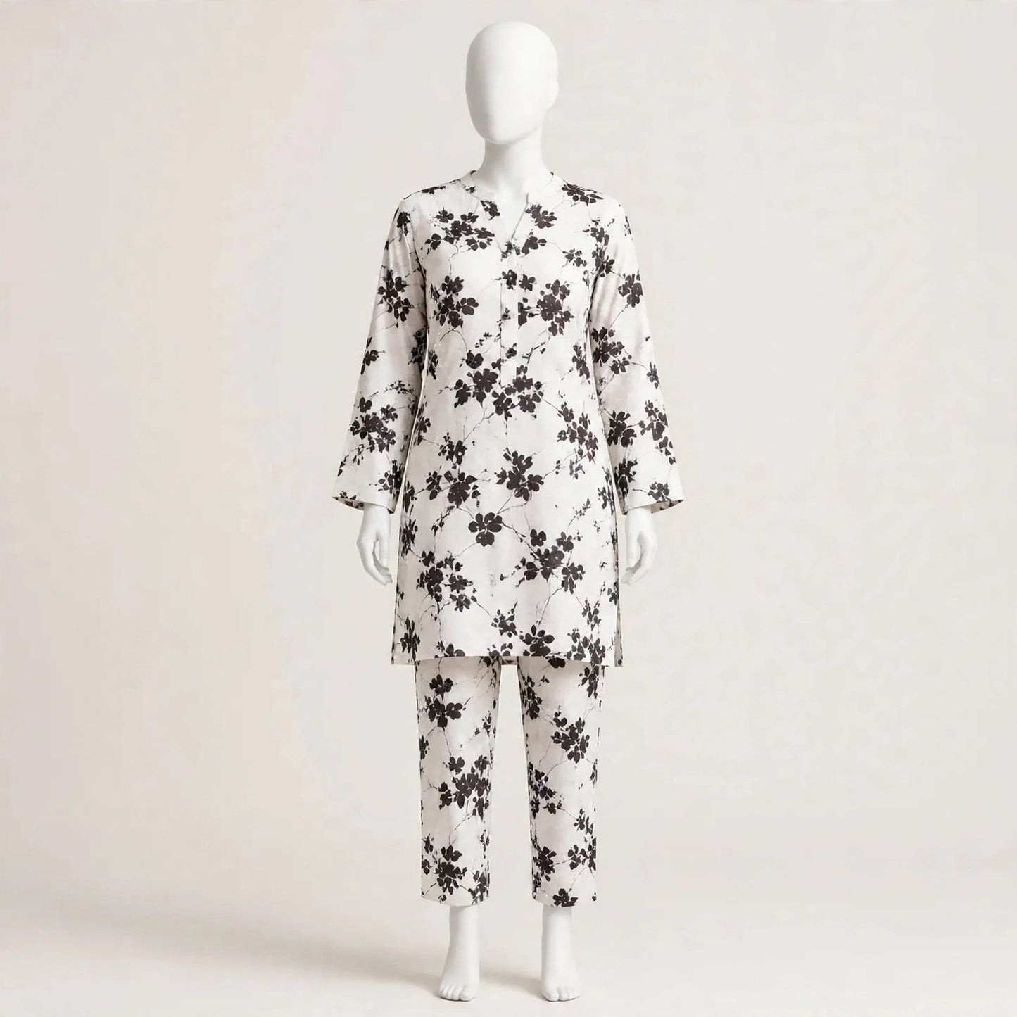 2 Pcs Women's Unstitched 3-D Block Printed Suit