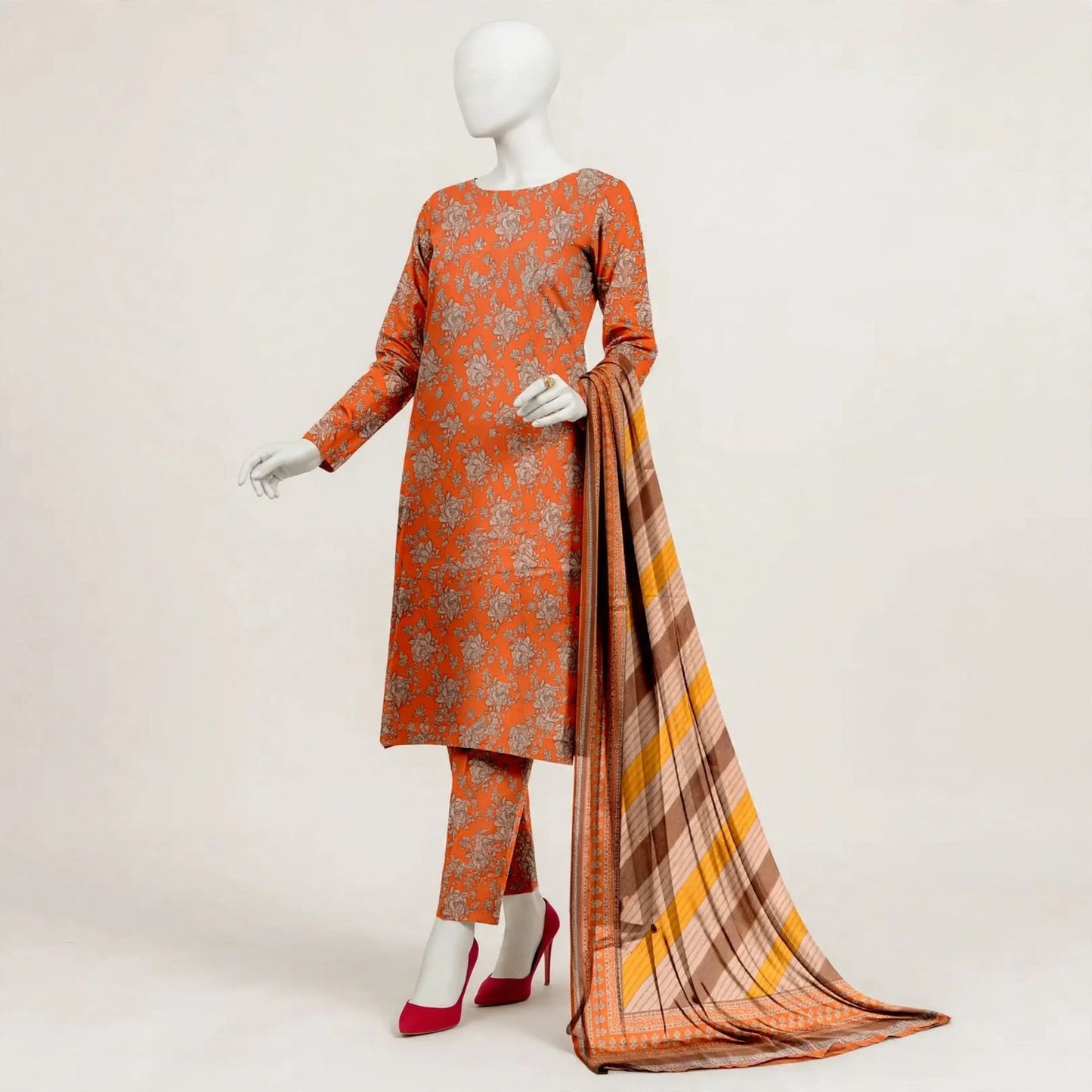 3 Pcs Women's Unstitched Digital Print Suit