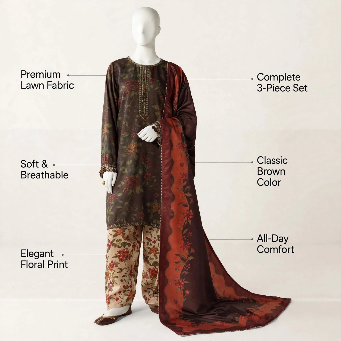 3-Piece Lawn Suit Digital Printed Lawn