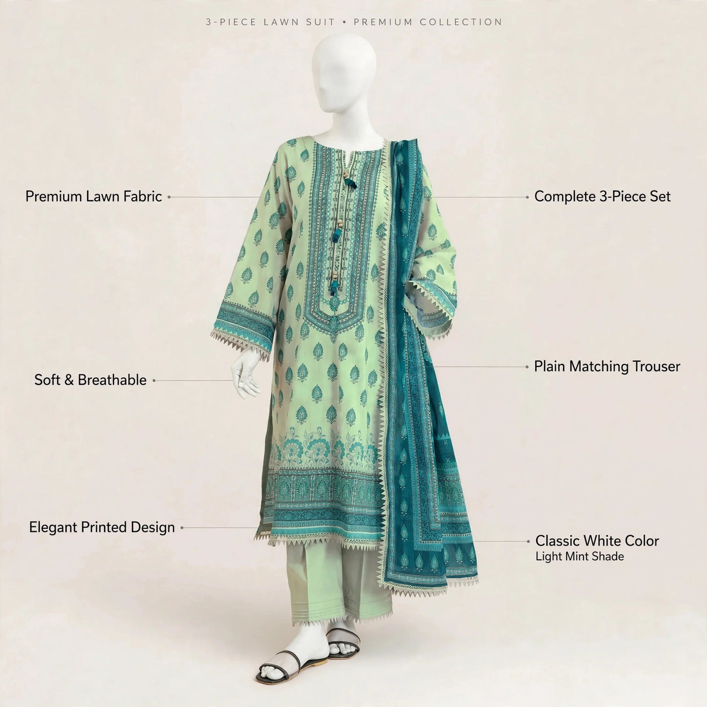 3 Pcs Women's Unstitched Printed Suit