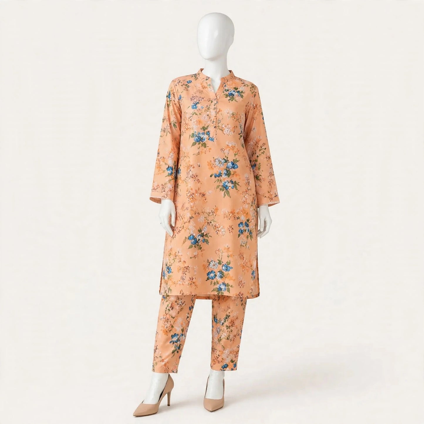 2 Pcs Women's Unstitched 3-D Block Printed Suit