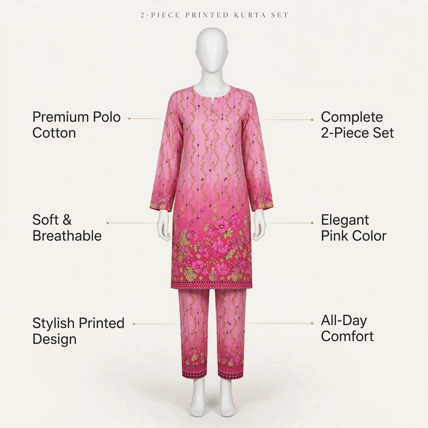 2 Pcs Women's Unstitched Printed Suit