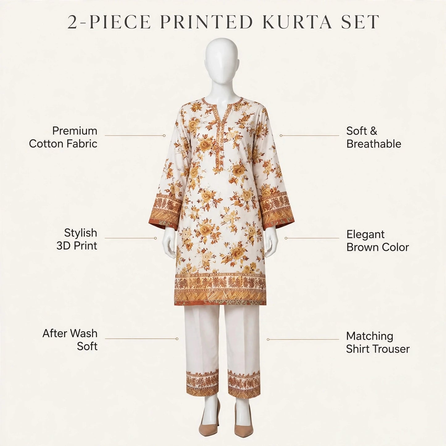 2 Pcs Women's Unstitched 3-D Block Printed Suit