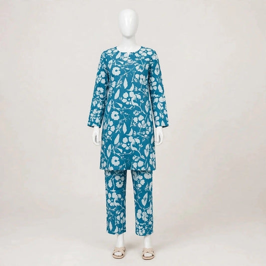 2 Pcs Women's Unstitched Printed Suit